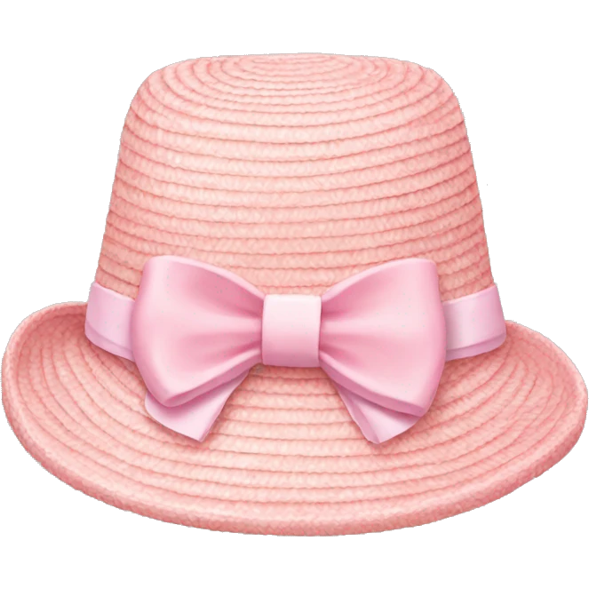 pastel pink straw hat with bow emoji