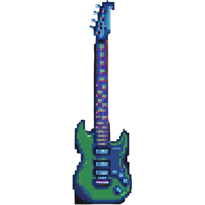 8-bit retro electric guitar, gaming style emoji