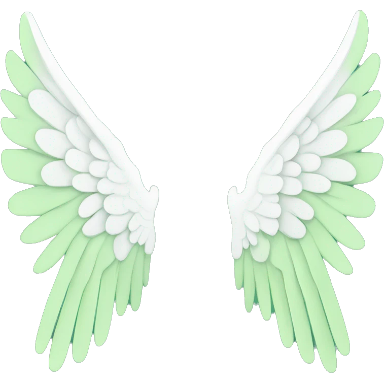 Simple angel wings, light green colour, mainly white. Should be very simple, not many lines. emoji