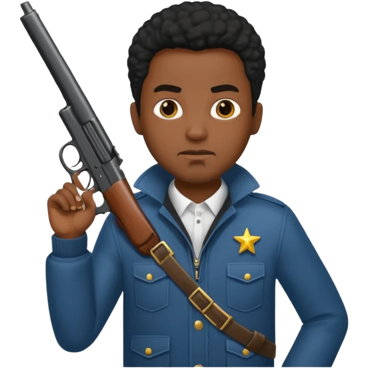 Black guy with shiesty and gun emoji