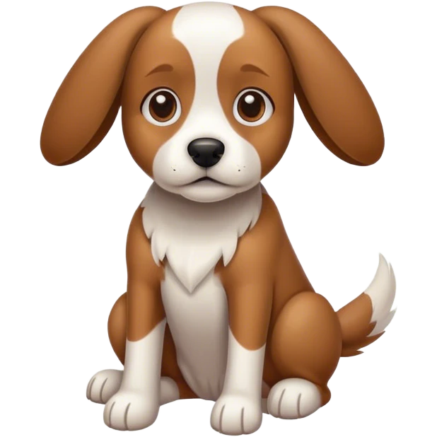 brown dog with floppy ears with white body emoji
