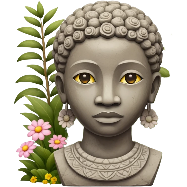 African statue in a flowery garden emoji