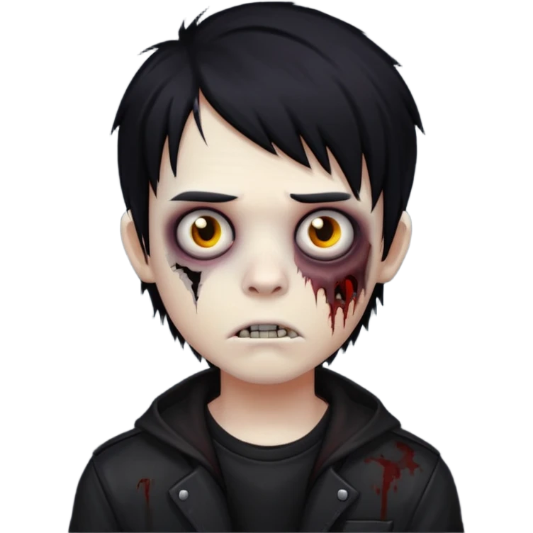boy zombie with black hair emo emoji