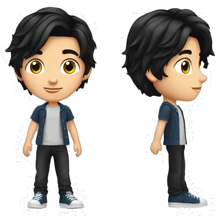 european teenager boy long black hair emoji