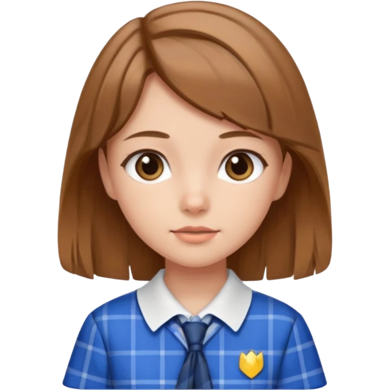 Blue plaid school uniform with skirt light brown hair emoji