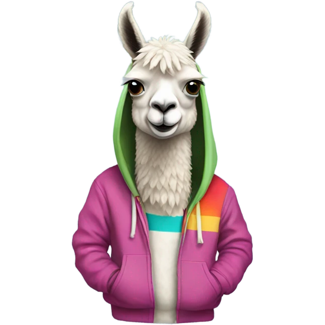 Llama wearing a hoodie emoji