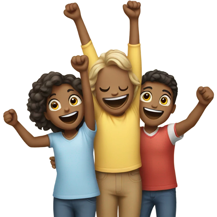 Three friends cheering emoji