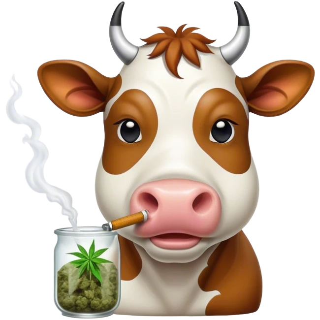 Smoking weed cow emoji