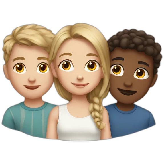 3 white siblings emoji
