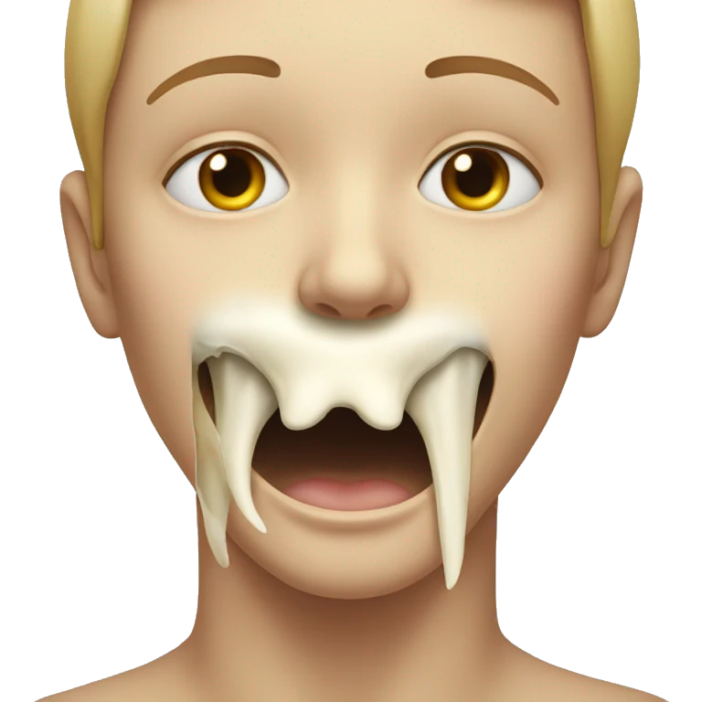 Crying face with a bone in its mouth emoji