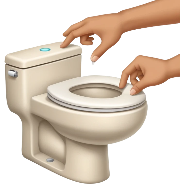 hand pressing the flush button on a toilet, clean and friendly emoji