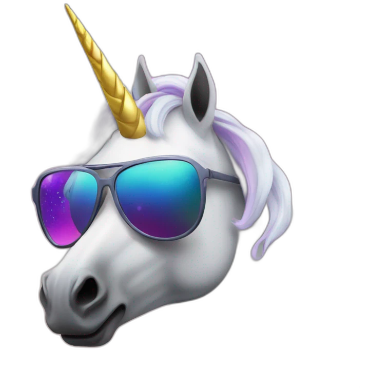 Galactic unicorn wearing sunglasses smoke emoji