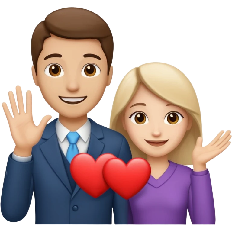 Two people holding half a heart up emoji