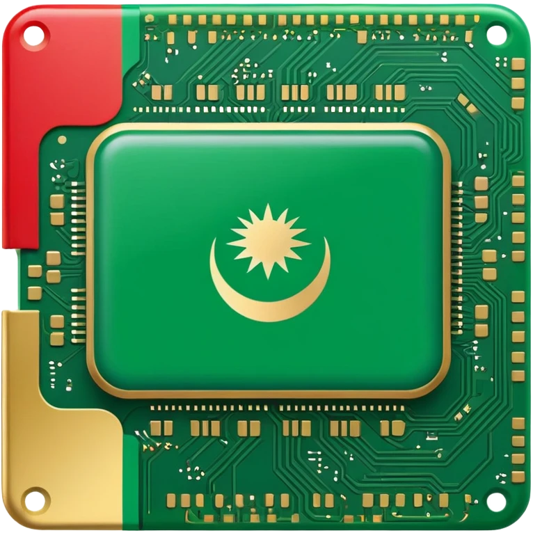 Saudi Arabian flag with microchip emoji