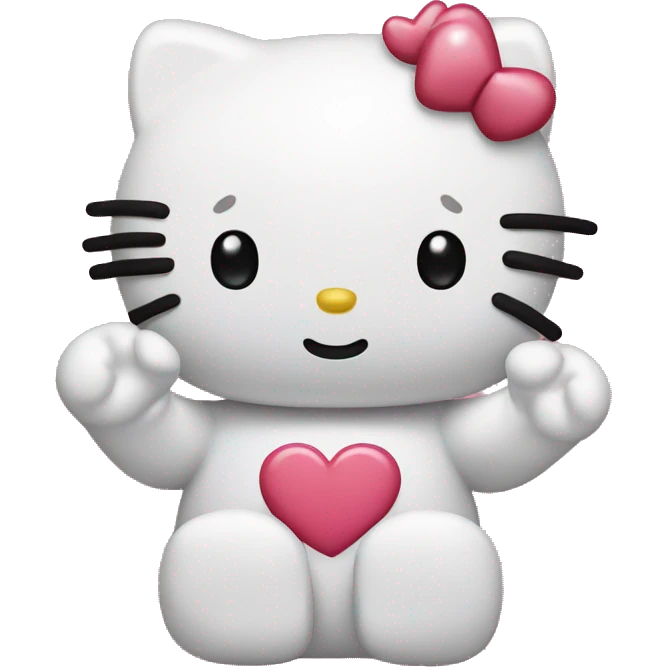 hello kitty with heart hands emoji