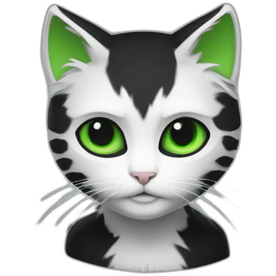Chat noir et blanc au yeux vert emoji