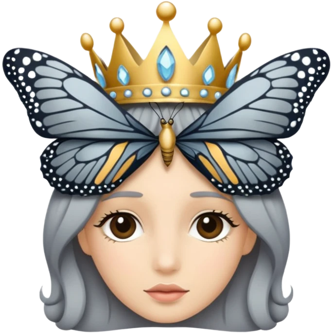 Gray butterfly crown emoji