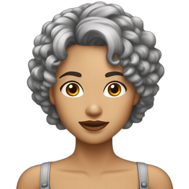 Chica pelo rizado corto, gris claro emoji