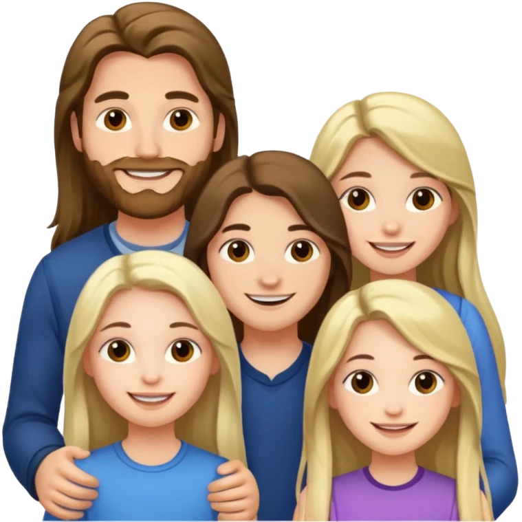 three friends, a man and two girls with long hair emoji