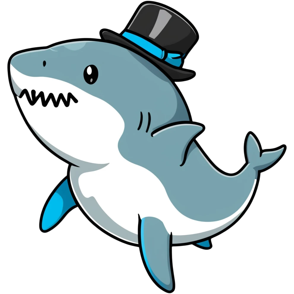 Shark with a top hat emoji