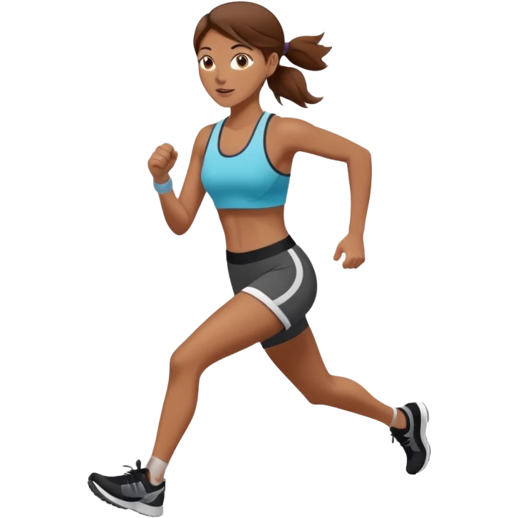 Naked woman running with brown hair emoji