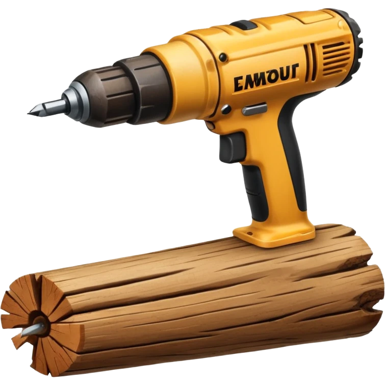 carpenter drill with wooden log emoji