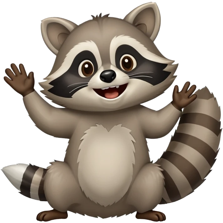 raccoon laughing hard and waving emoji
