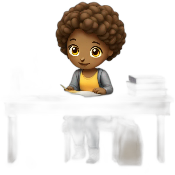 Girl studies on work emoji