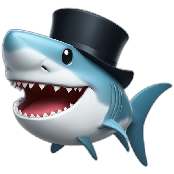 Shark with a top hat laughing  emoji