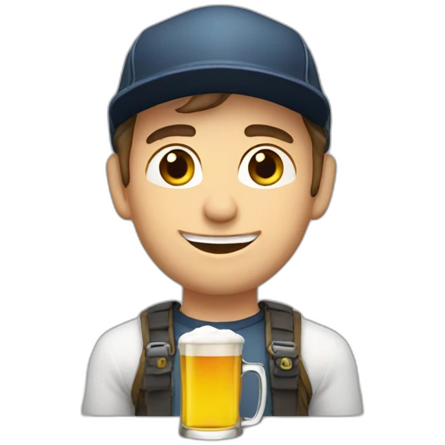 Handsome Aidan men with cap who love beer emoji