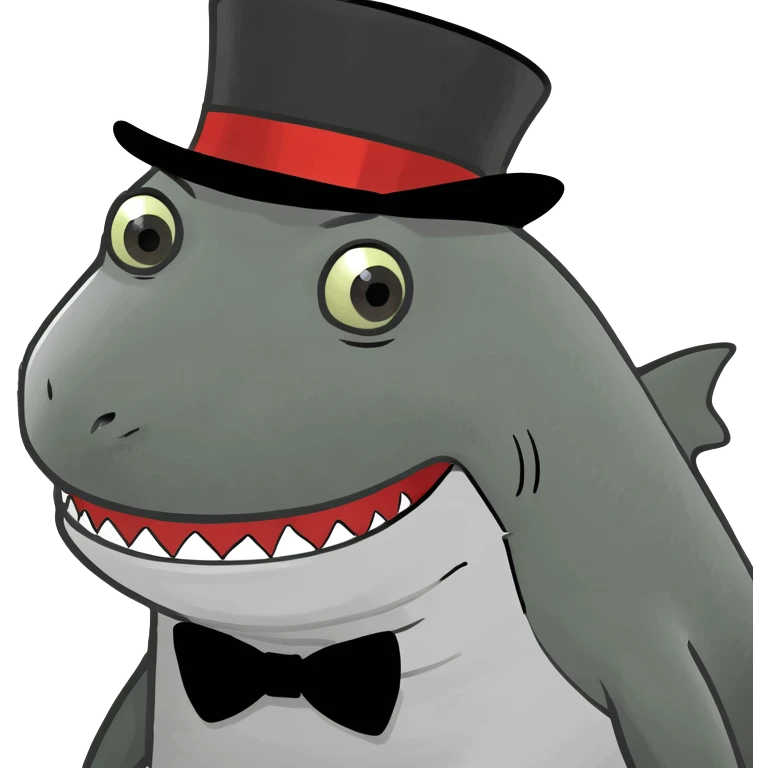 Shark with a top hat emoji