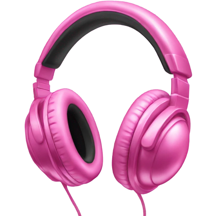 Realistic pair of metallic bubblegum pink Headphone set isolated.  emoji