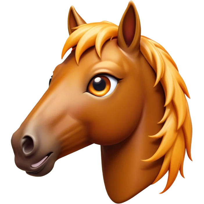 Cinematic Comical Bay Horse Portrait Emoji, Head tilted dramatically with an exaggeratedly amused expression, featuring a striking bay fur with a glossy finish and bold accents, wide, expressive amber eyes filled with playful disbelief, Simplified yet hilariously expressive features, highly detailed, glowing with a slightly sassy glow, high shine, dramatic yet playful, stylized with an air of cheeky mischief, bright and endearing, soft glowing outline, capturing the essence of a spirited and over-the-top horse, so meme-worthy it feels like it could side-eye its way into internet fame instantly! emoji
