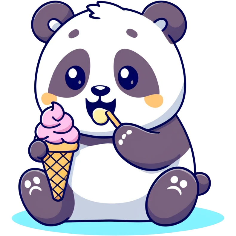 Panda eating ice cream emoji