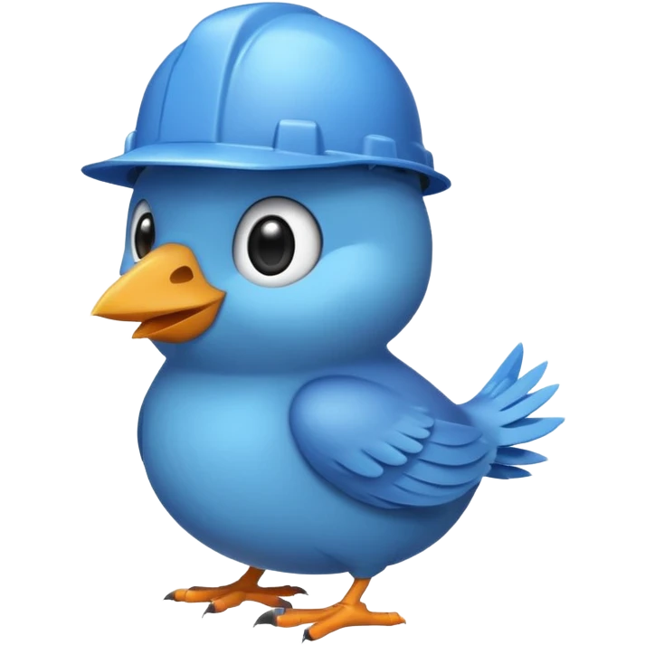twitter bird wearing a hardhat emoji