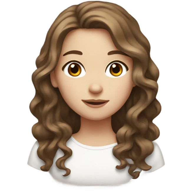 white girl with brown eyes and wavy brown hair emoji