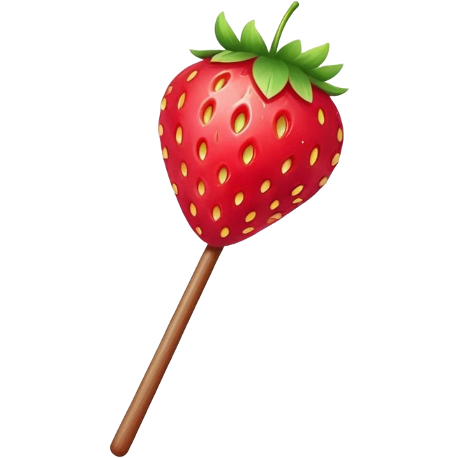 strawberry tanghulu on a wooden stick with shiny sugar coating emoji