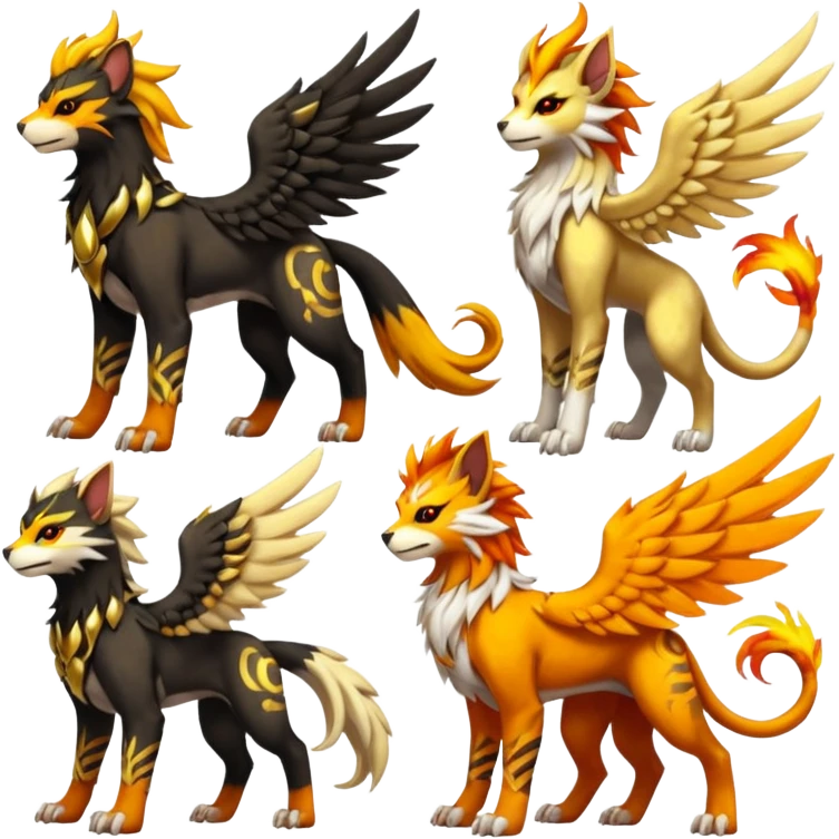 Houndoom-Solgaleo-Tigress-Luxray-Trico-Gryphon-fusion (full body) emoji