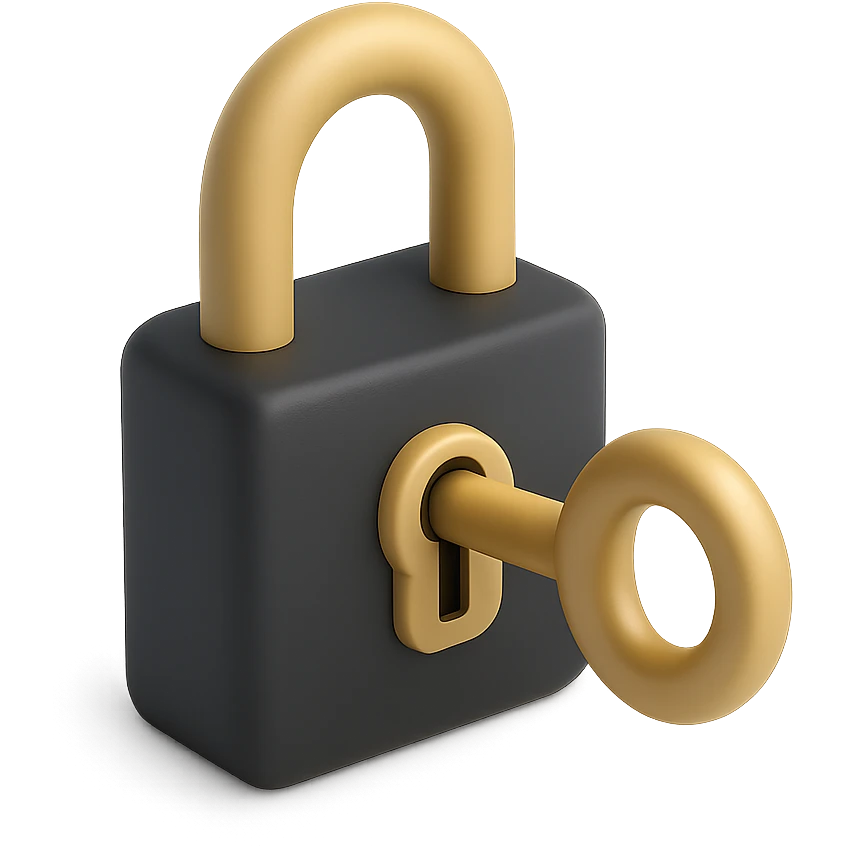 Closed padlock with a key inserted into it emoji