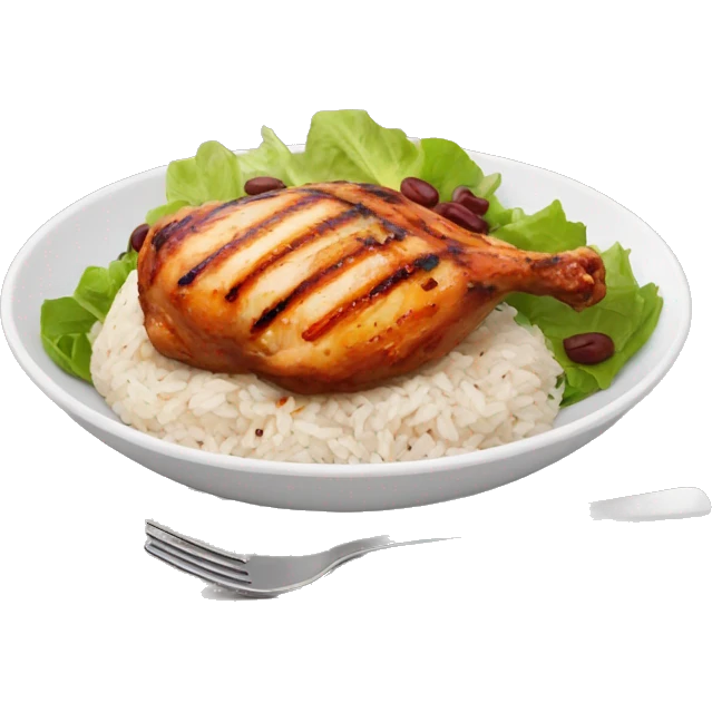 Grilled chicken with rice, red beans and salad emoji