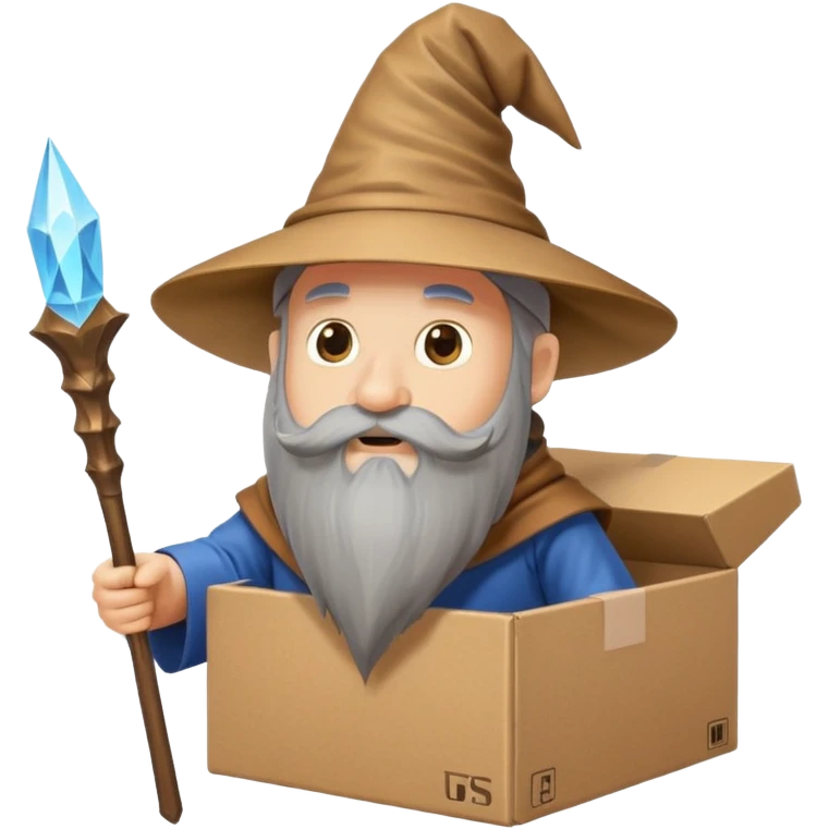 A cardboard box wizard. emoji