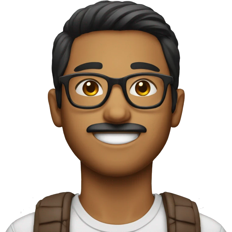 Emoji of indian 18 year boy with specs and slight beard and little dark moustache  emoji