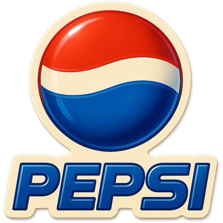 Pepsi logo, retro sticker style emoji
