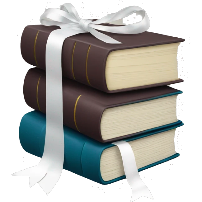 Stack of books tied with a white ribbon emoji