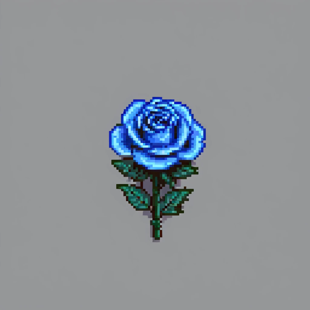 Make the blue rose smaller and add a dark background, keep pixel art icon style. emoji