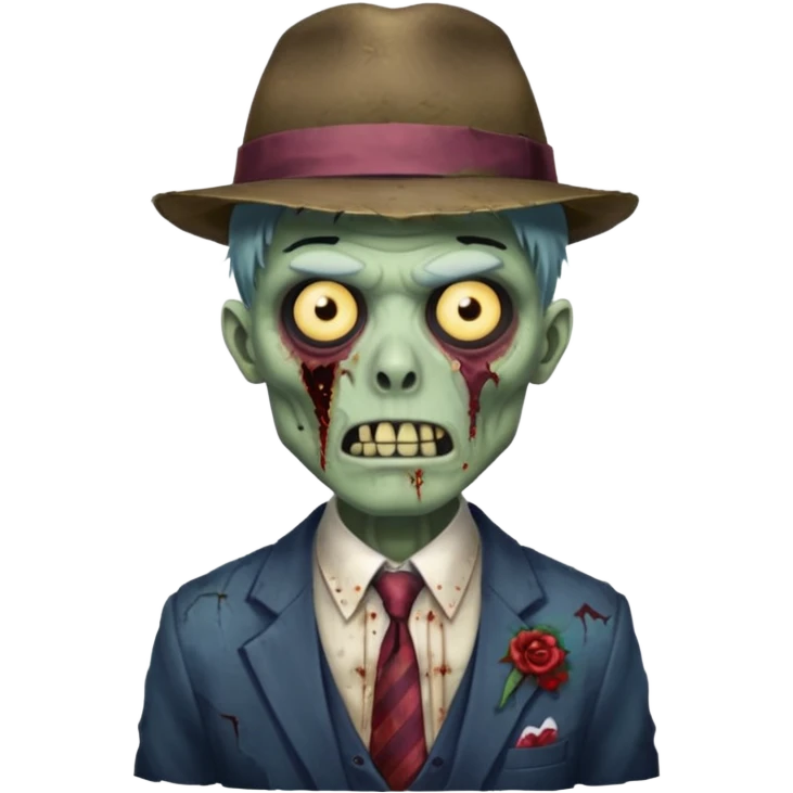 zombie with hat and tie emoji