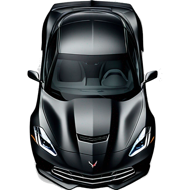 Create a black 2020 corvette stingray with 2 white lines in front of hood  emoji