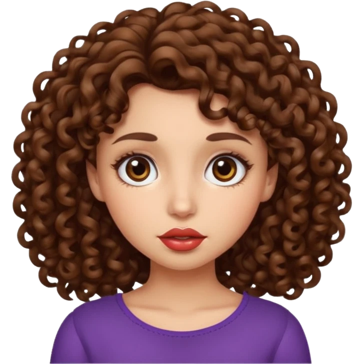 یک دختر مو فرفری با لبای بزرگ و چشای بزرگ emoji