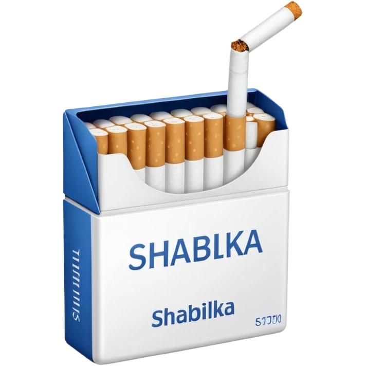 Создать emoji картинку с пачкой сигарет с надписью «SHABILKA” на фиолетовом фоне emoji