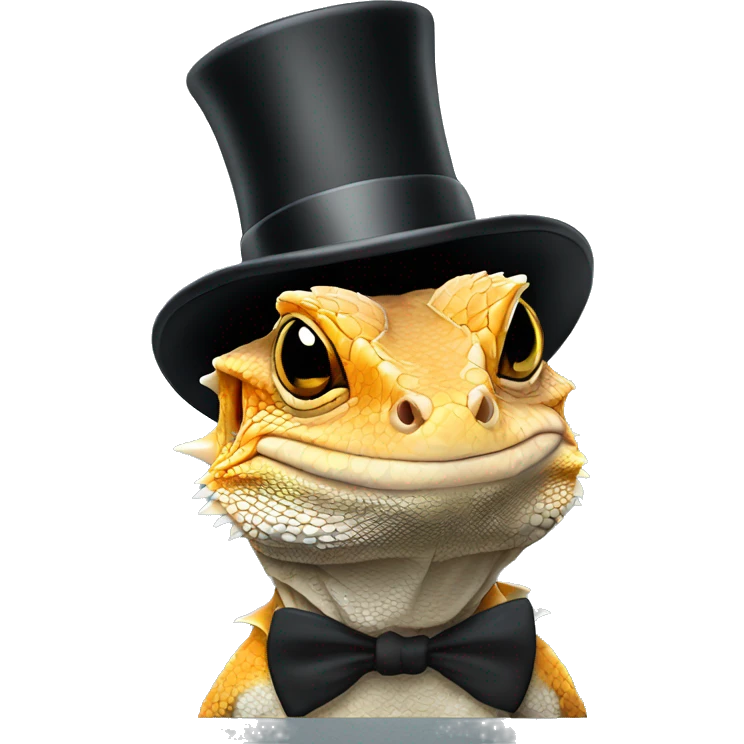 Bearded dragon with top hat  emoji